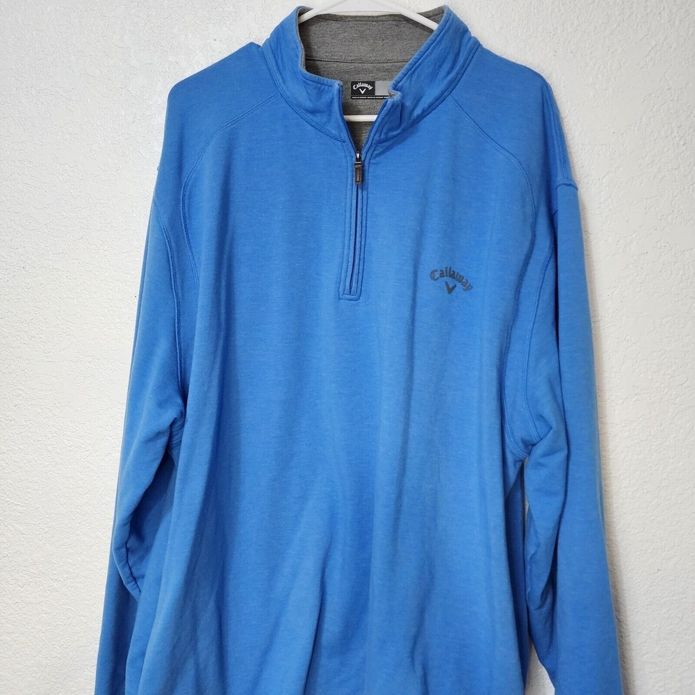 Callaway Pullover Mens 2XLarge 1/4 Zip Blue Active Golf Track Jacket Long Sleeve
